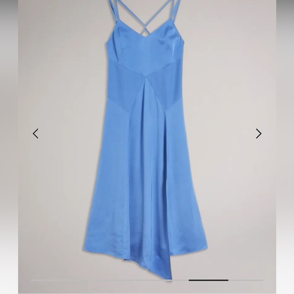 Ted Baker Blue Asymmetric Panelled Midi Slip Dress Size 6 (Ted Baker Size 2) - Picture 4 of 16